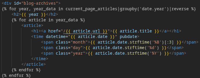 Screenshot of a Jinja2 template