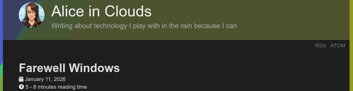 Screenshot of my new blog showing descriped changes