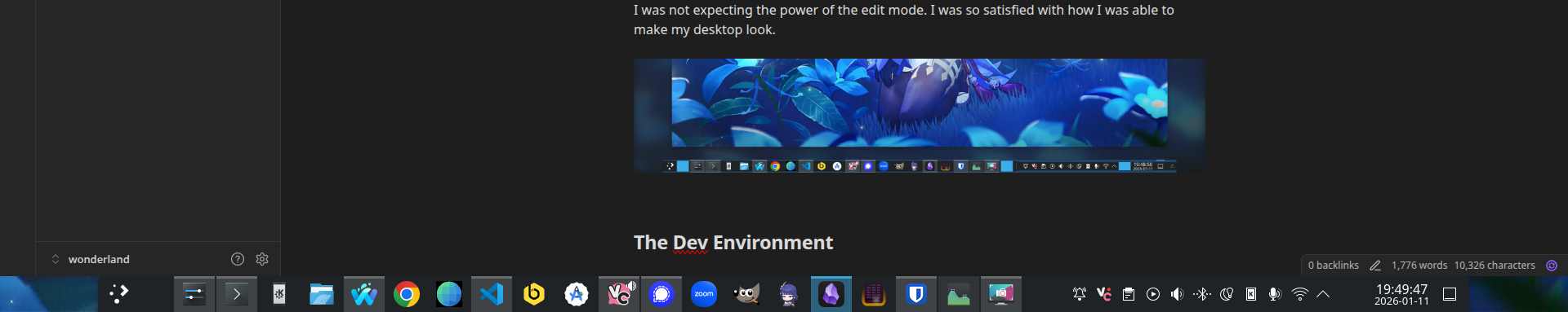 My desktop in edit mode