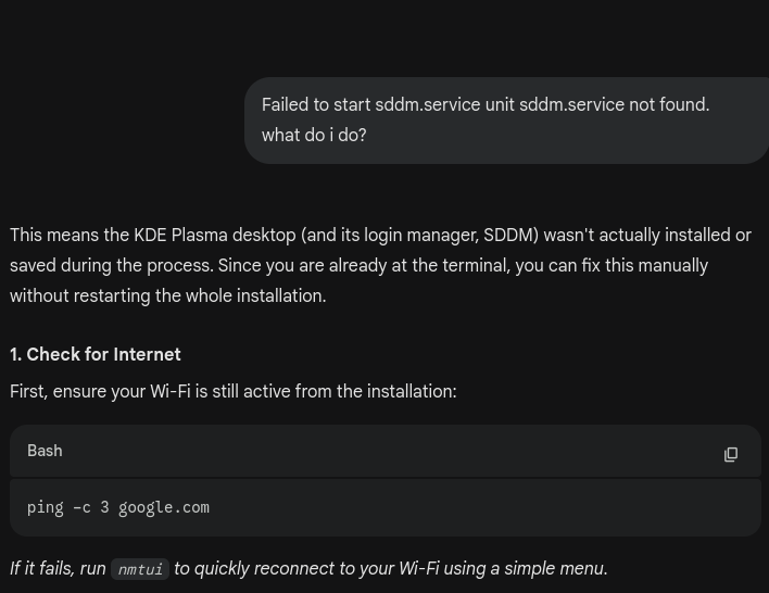 Gemini helps me with archinstall