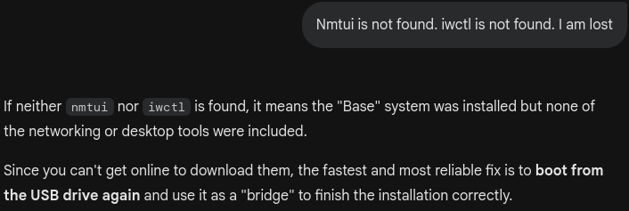 Gemini helps me with archinstall part two