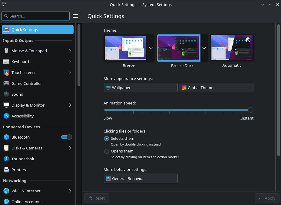 KDE Plasma settings window